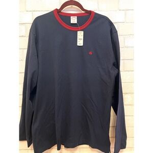 Brooks Brothers Mens Navy Blue Red Ringer Long Sleeve T-Shirt Logo Large NWT